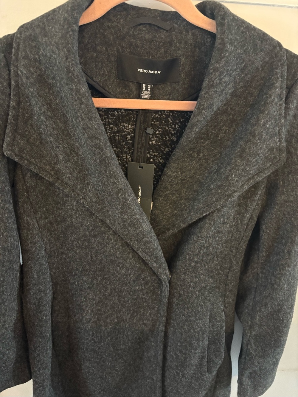 Vero Moda Charcoal Grey Wool-Blend Pea Coat